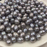 ELEISPL JEWELRY Whlesale 100g Loose Gray Freshwater Pearls Half Drilled Beads Rice Shape  #22010390