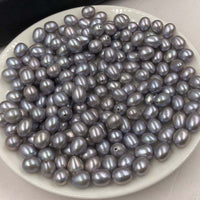 ELEISPL JEWELRY Whlesale 100g Loose Gray Freshwater Pearls Half Drilled Beads Rice Shape  #22010390