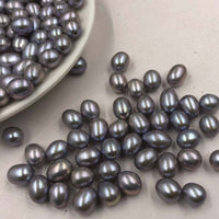 ELEISPL JEWELRY Whlesale 100g Loose Gray Freshwater Pearls Half Drilled Beads Rice Shape  #22010390