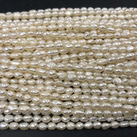 ELEISPL JEWELRY Lots 47 Strands 3-4mm Rice Freshwater Pearls Strings 34cm/Strings #22010398