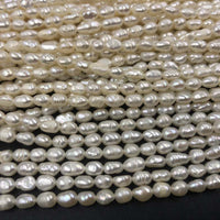 ELEISPL JEWELRY Lots 47 Strands 3-4mm Rice Freshwater Pearls Strings 34cm/Strings #22010398