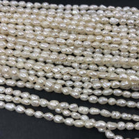 ELEISPL JEWELRY Lots 47 Strands 3-4mm Rice Freshwater Pearls Strings 34cm/Strings #22010398