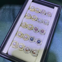 flower style sterling silver Jewellry wholesale 10 pairs mixed freshwater pearl studs earring