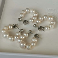 Lots 20 pairs Freshwater Pearl Earrings Handmade Circle Rings Fashion Jewellry For Women