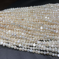 ELEISPL Newly Lots 20 Strands 4-5mm Near Nugget Shape White Freshwater Pearls Strings