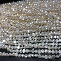 ELEISPL Newly Lots 20 Strands 4-5mm Near Nugget Shape White Freshwater Pearls Strings