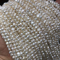 ELEISPL Newly Lots 20 Strands 4-5mm Near Nugget Shape White Freshwater Pearls Strings