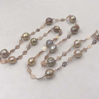 ELEISPL 96CM Sweater Chain 11-13MM Baroque Rainbow Pearls Necklace #22010402-10