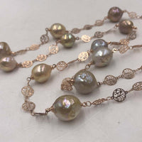 ELEISPL 96CM Sweater Chain 11-13MM Baroque Rainbow Pearls Necklace #22010402-10