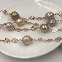 ELEISPL 96CM Sweater Chain 11-13MM Baroque Rainbow Pearls Necklace #22010402-10