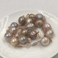 ELEISPL 96CM Sweater Chain 11-13MM Baroque Rainbow Pearls Necklace #22010402-10