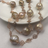 ELEISPL 96CM Sweater Chain 11-13MM Baroque Rainbow Pearls Necklace #22010402-10