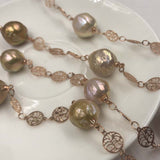 ELEISPL 96CM Sweater Chain 11-13MM Baroque Rainbow Pearls Necklace #22010402-10