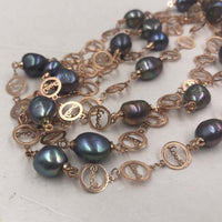 ELEISPL Love Style 112cm Sweater Chain Black Freshwater Pearls Necklace 8-9mm #22010402-11