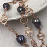 ELEISPL Love Style 112cm Sweater Chain Black Freshwater Pearls Necklace 8-9mm #22010402-11