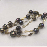 [ELEISPL] 94CM Sweater Chain 11-12mm Near Round Black Pearl Necklace #22010402-16