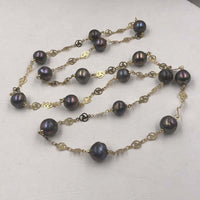 [ELEISPL] 94CM Sweater Chain 11-12mm Near Round Black Pearl Necklace #22010402-16