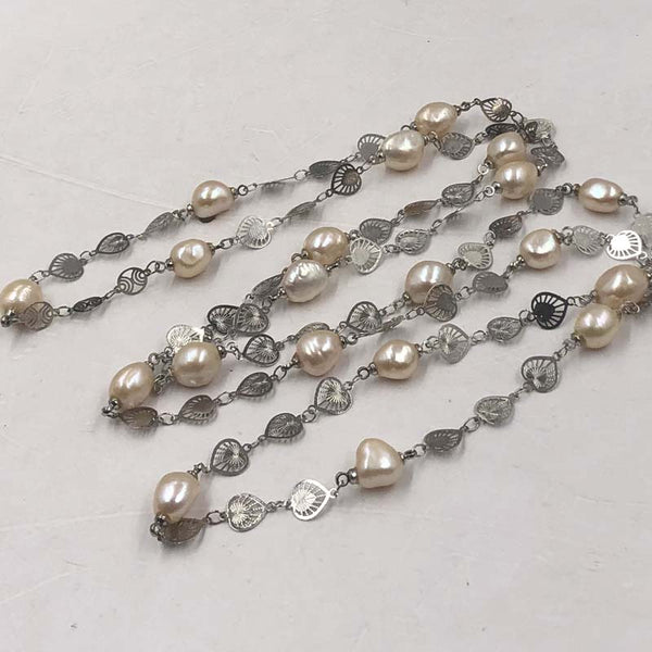 [ELEISPL] 110CM Sweater Chain Pink Baroque Pearl Necklace #22010402-18