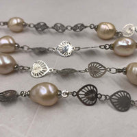 [ELEISPL] 110CM Sweater Chain Pink Baroque Pearl Necklace #22010402-18