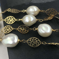 ELEISPL  136CM Sweater Chain 12-13MM White Baroque Pearls Necklace  #22010402-6