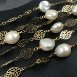 ELEISPL  136CM Sweater Chain 12-13MM White Baroque Pearls Necklace  #22010402-6