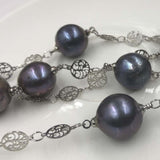 ELEISPL １０６CM Sweater Chain 12-13MM Baroque Black Pearls Necklace #22010402-９