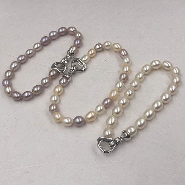 [ELEISPL Wholesale 12 Pieces 7-8mm Rice Freshwater Pearl Bracelets ##22010406