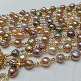 9-11mm Gorgeous rainbow Pearl Kasumi freshwater pearls bracelets 10 Qty newly