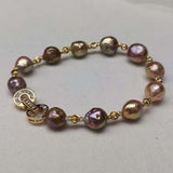 9-11mm Gorgeous rainbow Pearl Kasumi freshwater pearls bracelets 10 Qty newly