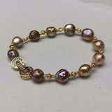 9-11mm Gorgeous rainbow Pearl Kasumi freshwater pearls bracelets 10 Qty newly