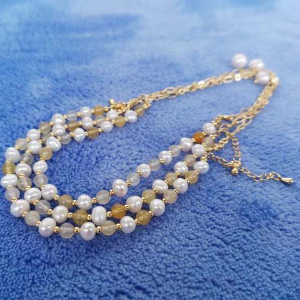 Lots 10 Dozen 5-6mm stone real pear necklace or multi strand bracelets 35cm