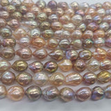 Gorgeous rainbow 9-11mm kasumi pearl loose strings shiny freshwater pearls 2strands