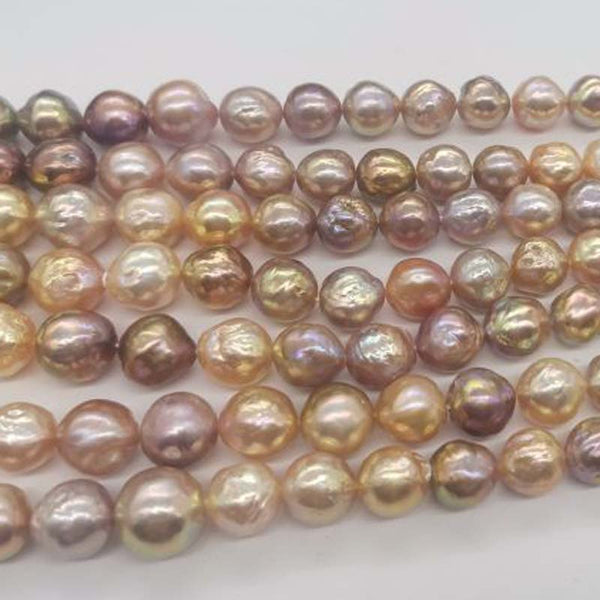 Gorgeous rainbow 9-11mm kasumi pearl loose strings shiny freshwater pearls 2strands