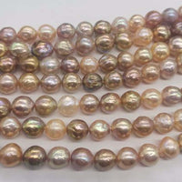 Gorgeous rainbow 9-11mm kasumi pearl loose strings shiny freshwater pearls 2strands