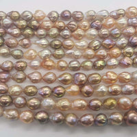 Gorgeous rainbow 9-11mm kasumi pearl loose strings shiny freshwater pearls 2strands