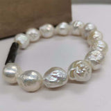 11-12mm Natural uncleated pearl stretch bracelet men's jewelry