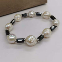 11-12mm Natural uncleated pearl stretch bracelet men's jewelry