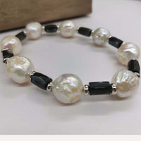 11-12mm Natural uncleated pearl stretch bracelet men's jewelry