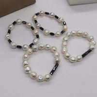 11-12mm Natural uncleated pearl stretch bracelet men's jewelry