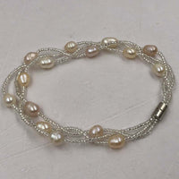 ELEISPL wholesale 3lines rice freshwater pearl bracelets #22010425