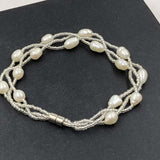 ELEISPL wholesale 3lines rice freshwater pearl bracelets #22010425