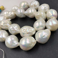 ELEISPL JEWELRY Lots 4 Qty  13-16mm Fine Luster White Freshwater Baroque Pearl Loose String Free Shipping #22010430