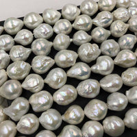 ELEISPL JEWELRY Lots 4 Qty  13-16mm Fine Luster White Freshwater Baroque Pearl Loose String Free Shipping #22010430