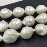 ELEISPL JEWELRY Lots 4 Qty  13-16mm Fine Luster White Freshwater Baroque Pearl Loose String Free Shipping #22010430