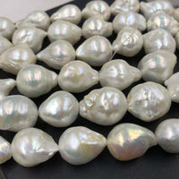 ELEISPL JEWELRY Lots 4 Qty  13-16mm Fine Luster White Freshwater Baroque Pearl Loose String Free Shipping #22010430