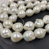 ELEISPL JEWELRY Lots 4 Qty  13-16mm Fine Luster White Freshwater Baroque Pearl Loose String Free Shipping #22010430