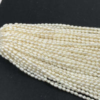 ELEISPL JEWELRY  Lots 10 Strings Small 2mm Rice White Freshwater Pearl Loose String Free Shipping #22010431