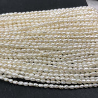 ELEISPL JEWELRY  Lots 10 Strings Small 2mm Rice White Freshwater Pearl Loose String Free Shipping #22010431