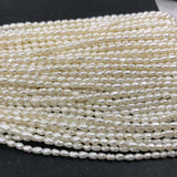 ELEISPL JEWELRY  Lots 10 Strings Small 2mm Rice White Freshwater Pearl Loose String Free Shipping #22010431