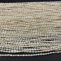 ELEISPL JEWELRY  Lots 10 Strings Small 2mm Rice White Freshwater Pearl Loose String Free Shipping #22010431